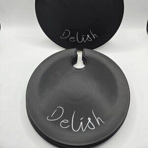 Lot of 4: Soho By Pier1 Imports Black Delish  Wine Glass Holder Plates *NEW*